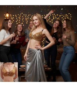 Gold Sequined Bra-IWB004