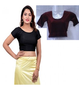 Plain stretch-velvet Blouse-IWB011