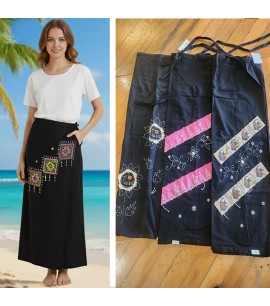 Thailand style -  Black Wrap Skirt- IWS006