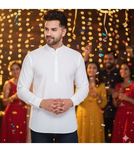 Plain White Kurta-MKC008