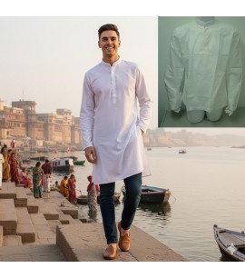 White Nehru Collar Shirt - MKC009