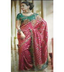 Dual coloured Embroided Saree